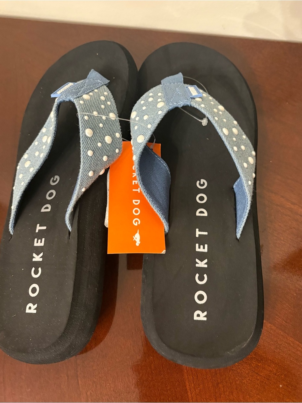 Rocket Dog Blue Polka Dot Flip Flop Sandals